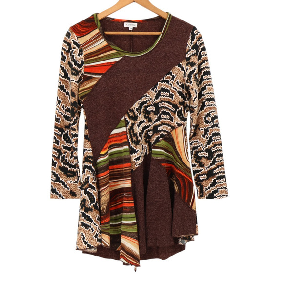 Adore Artsy Boho Tunic Top Women’s Small Abstract Patchwork Goblin Mini Dress - Picture 1 of 9